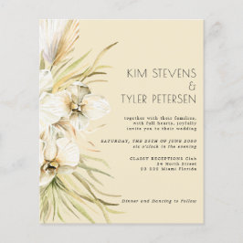 バジェット白フローラモダンボー結婚式招待状