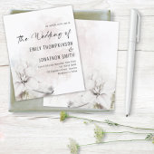 バジェット白フローラ水彩結婚式の招待