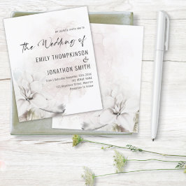 バジェット白フローラ水彩結婚式の招待