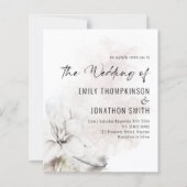 バジェット白フローラ水彩結婚式の招待 (正面)