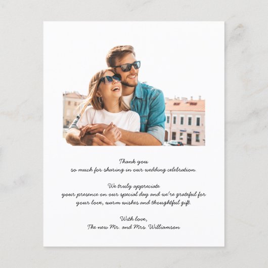 バジェット白文字結婚の写真ありがとうご注意 チラシ (裏面)