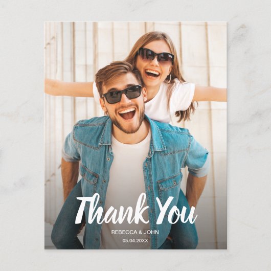 バジェット白文字結婚の写真ありがとうご注意 チラシ (正面)