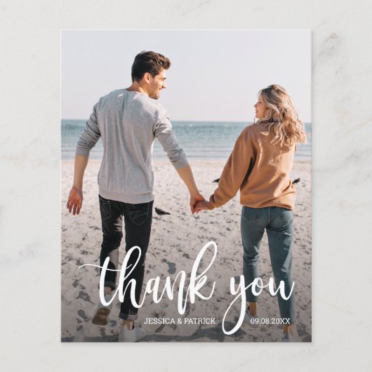 バジェット白文字結婚の写真ありがとう チラシ (正面)