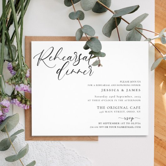 バジェット白黒のリハ結婚ーサルディナー チラシ