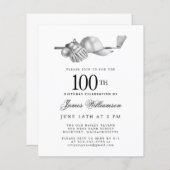 バジェット白黒ゴルフ100番目の誕生日招待状 (正面/裏面)