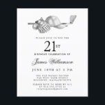 バジェット白黒ゴルフ21st誕生日招待状<br><div class="desc">エレガントゴルファーへの白黒の誕生日の招待状。招待のトップはゴルフ飾アクセサリーです – ゴルフクラブ、ゴルフボール、帽子と手袋。水彩デザインは美しく伝統的クラシックを作り出す。クラブや裏庭のバーベキューでのバースデーバッシュに最適。すべての文字は簡単に編集できる。完璧な誕生日の招待状スイートを作成し、調整エンベロープ、封筒用シール、差出人住所ラベル。</div>