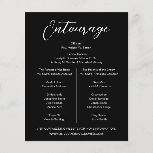 バジェット白黒シックなスクリプトウェディングパーティー (裏面)