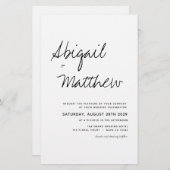 バジェット白黒ボホシンプル結婚式招待状 (正面/裏面)