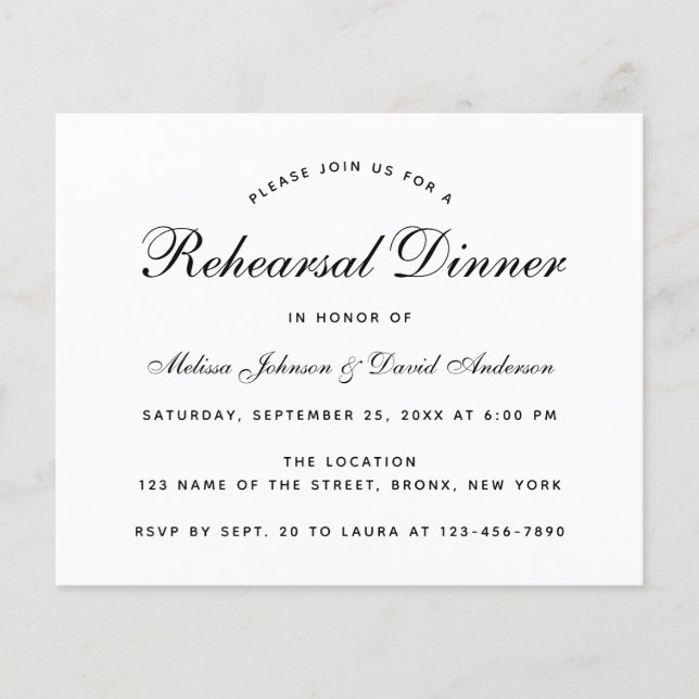 バジェット白黒ミニマリストリハーサルディナー (正面)