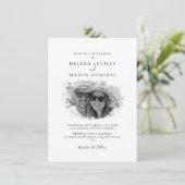 バジェット白黒モダン写真結婚の 招待状 (スタンド正面)