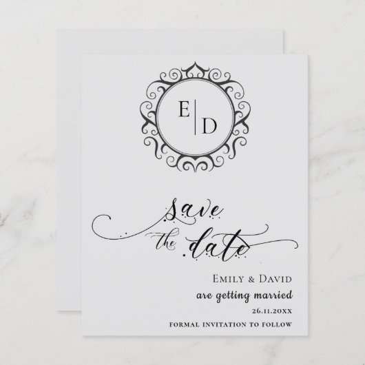 バジェット白黒モノグラムお洒落ズ結婚 (正面/裏面)