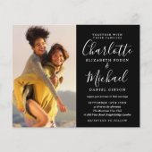 バジェット白黒結婚の2枚の写真招待状 (正面)