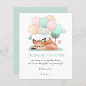 バジェット睡眠キツネティール（緑がかった色）ベビーシャワーありがとう (正面/裏面)