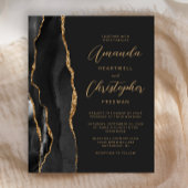 バジェット石板ブラック金ゴールドアゲート結婚式招待状