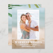 バジェット砂と海のビーチ写真クリスマスカード (正面/裏面)