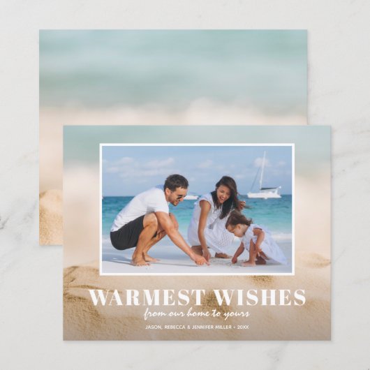 バジェット砂と海のビーチ写真クリスマスカード (正面/裏面)