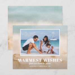 バジェット砂と海のビーチ写真クリスマスカード