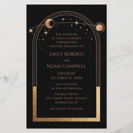 バジェット神秘的なブラック金ゴールドサンムーン結婚写真 チラシ (正面)