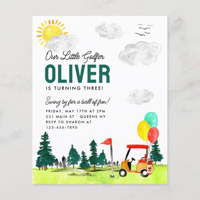 バジェット私たちのリトルゴルファーのカートクラブゴルフ誕生日 (正面)