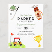 バジェット私たちのリトルゴルファーバッグカートゴルフ誕生日 チラシ (正面)