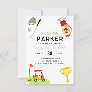 バジェット私たちのリトルゴルファーバッグカートゴルフ誕生日 ノートカード