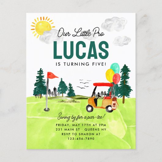 バジェット私たちのリトルプロパルティーキッズゴルフ誕生日 チラシ (正面)