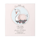 バジェット私たちの小さなかわいこちゃんピンクスワン招待状 ノートパッド (正面)