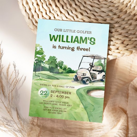 バジェット私たちの小さなゴルファーのボーイゴルフ誕生日 招待状