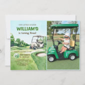 バジェット私たちの小さなゴルファー少年ゴルフ誕生日写真 招待状 (正面)