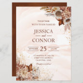 バジェット秋の水の色のフローラ結婚ズ 招待状 (正面/裏面)