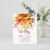 バジェット秋の花の葉の結婚式招待状 (スタンド正面)