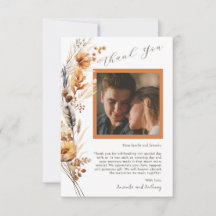 バジェット秋の花結婚のサンキューカード