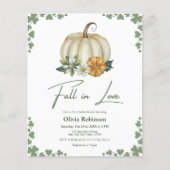 バジェット秋インラブカボチャブライダルシャワー招待状 (正面)