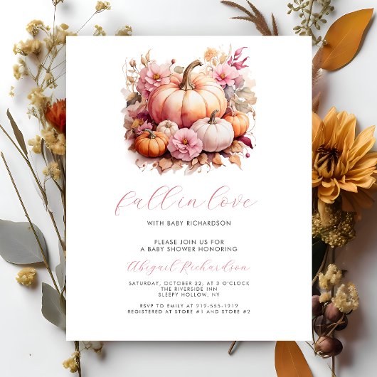 バジェット秋インラブピンクカボンプキンス女の子ベビーシャワー