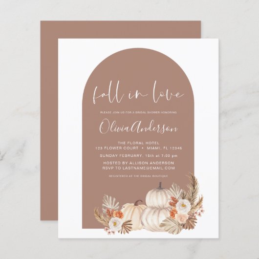 バジェット秋インラブブライダルシャワーホワイトカボチャ (正面/裏面)