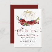 バジェット秋インラブブルガンディパンプキンブライダルシャワー ノートカード (正面/裏面)