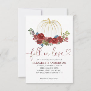 バジェット秋インラブブルガンディパンプキンブライダルシャワー ノートカード