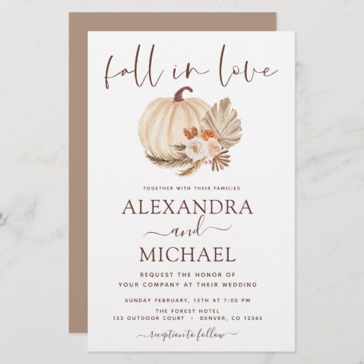 バジェット秋イン結婚ラブズパンパスグラスパンプキン (正面/裏面)