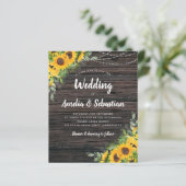 バジェット秋ウッドサンフラワー結婚式招待状 (スタンド正面)