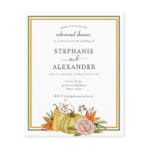 バジェット秋カボチャ結婚のリハーサルQR招待状