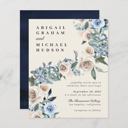 バジェット秋クリームブルーウォーター結婚カラーフラワーズ (正面/裏面)