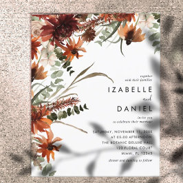 バジェット秋テラコッタ素朴ズ結婚フライヤー