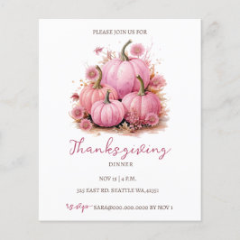 バジェット秋ピンクカボンプキンスサンクスギビング招待状