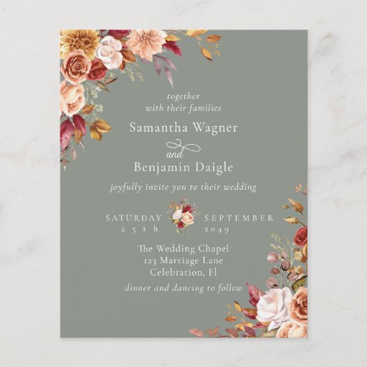 バジェット秋秋フローラセージ結婚グリーン (正面)