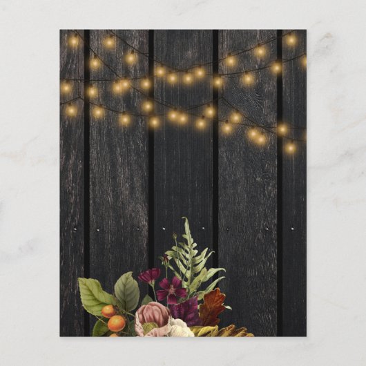 バジェット秋秋素朴な木材結婚式招待状 チラシ (裏面)