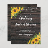 バジェット秋素朴ひまわり結婚式招待状 (正面/裏面)