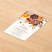 バジェット秋素朴プラムオレンジ結婚フローラ アクリル招待状 (レイダウン)