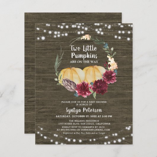 バジェット秋2小さなかぼちゃ赤ちゃんシャワー (正面/裏面)