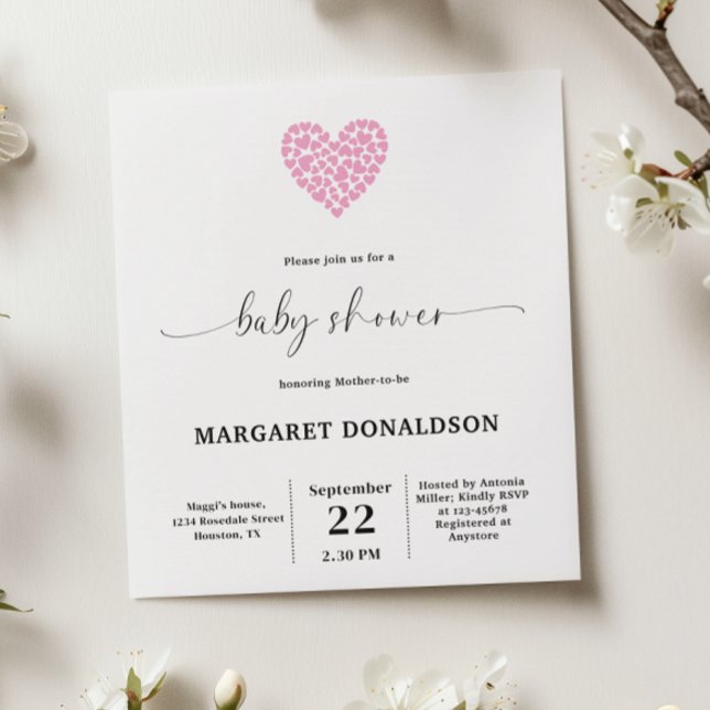 バジェット穏やかなピンクのハートベビーシャワーパーティー (クリエイターアップロード済み)