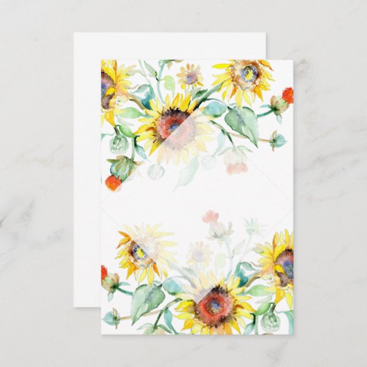 バジェット空白のサニーサンフラワー結婚ズ 招待状 (正面/裏面)